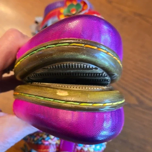 Queen Boho Leather Printing Stitching Mary Jane Style Halloween Heels - Picture 8 of 16